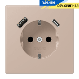 Розетка з заземленням та USB тип AC JUNG LC1520-15CA240 ombre brûlée claire (32131)