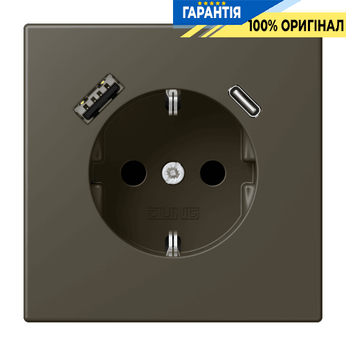 Розетка з заземленням та USB тип AC JUNG LC1520-15CA241 ombre naturelle 31 (32140)