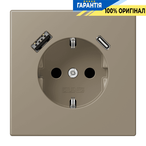Розетка з заземленням та USB тип AC JUNG LC1520-15CA242 ombre naturelle moyenne (32141)