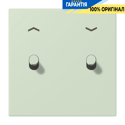 Накладка 1-полюсна для вимикача з 2 тумблерами «циліндр» зі стрілками JUNG LC12-5PR0218 vert anglais pâle (32042)