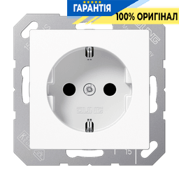 Розетка з заземленням 16A 250V з шторками та пружинним затиском JUNG A1520KIWW біла