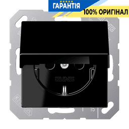 Розетка з заземленням 16A 250V з кришкою JUNG A1520KLSW чорна