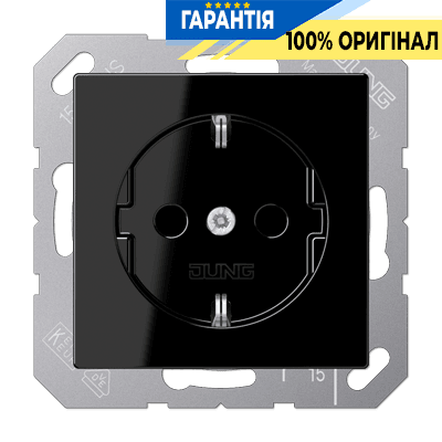 Розетка з заземленням 16A 250V з пружинним затиском JUNG A1520SW чорна