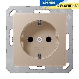 Розетка з заземленням 16A 250V з шторками та пружинними клемами JUNG A1520KICH шампань