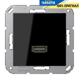 Розетка HDMI 2.0 типу А Jung A550/Flow MAA1112SW, чорна, для передачі відео високої якості