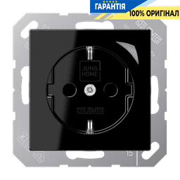 Розетка з заземленням 250V 16A JUNG HOME BTA1521SSW чорного кольору