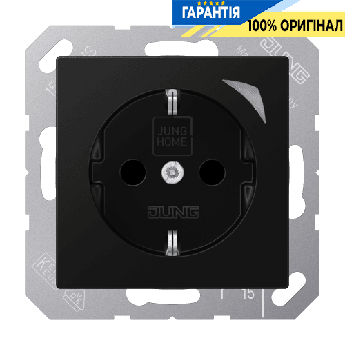 Розетка з заземленням 250V 16A JUNG HOME BTA1521SSWM чорний матовий