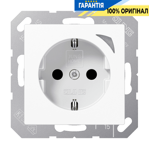 Розетка з заземленням 250V 16A JUNG HOME BTA1521SWW біла