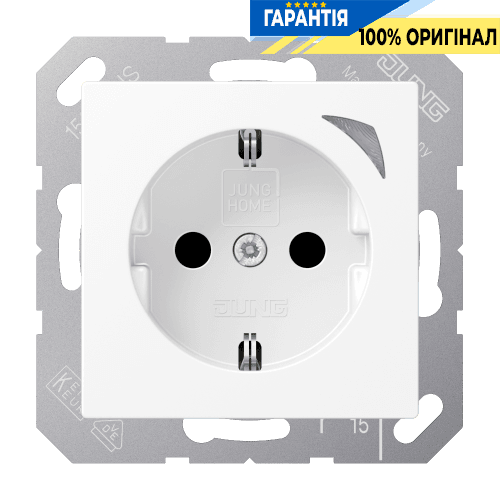 Розетка з заземленням 250V 16A JUNG HOME BTA1521SWWM білий матовий