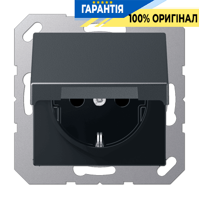 Розетка з заземленням 16A 250V з кришкою JUNG A1520BFKLANM матовий антрацит