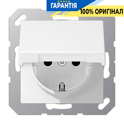 Розетка з заземленням 16A 250V з кришкою Jung A1520BFKLWWM білий матовий