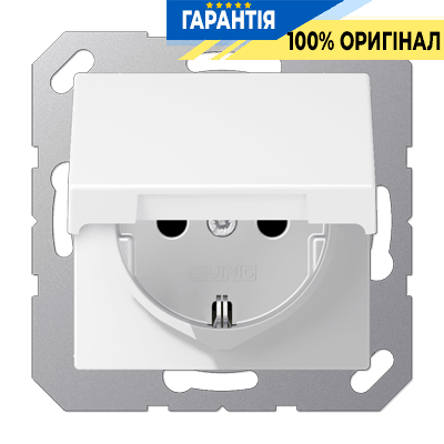 Розетка з заземленням 16A 250V з кришкою Jung A1520BFKLWWM білий матовий