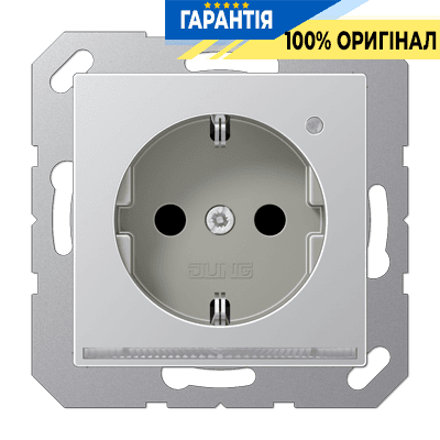 Розетка SCHUKO з LED підсвіткою алюміній JUNG A1520-OALLNW