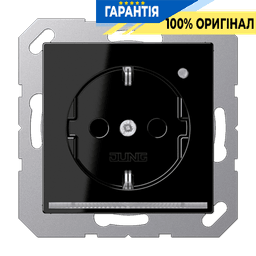 Розетка SCHUKO з LED підсвіткою чорна JUNG A1520-OSWLNW