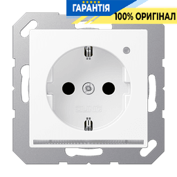 Розетка SCHUKO з LED підсвіткою біло-сніжна матова JUNG A1520-OWWMLNW