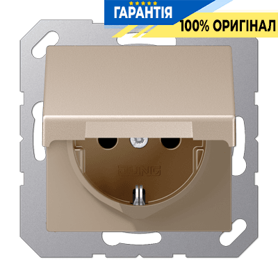 Розетка з заземленням та кришкою 230В 16А JUNG A1520BFKLCH шампань