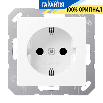 Розетка з заземленням 16A 250V JUNG A1520BFWWM матовий білий