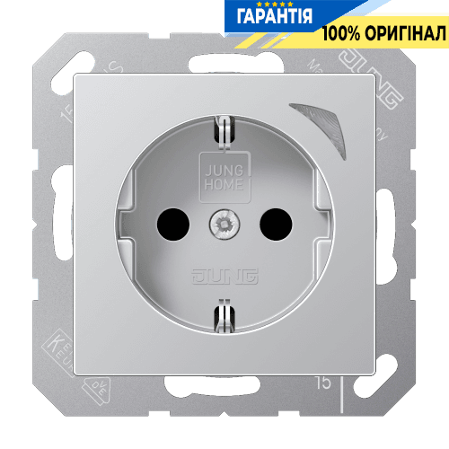 Розетка з заземленням 250В 16А з шторками JUNG HOME Energy BTA1521SEAL алюміній