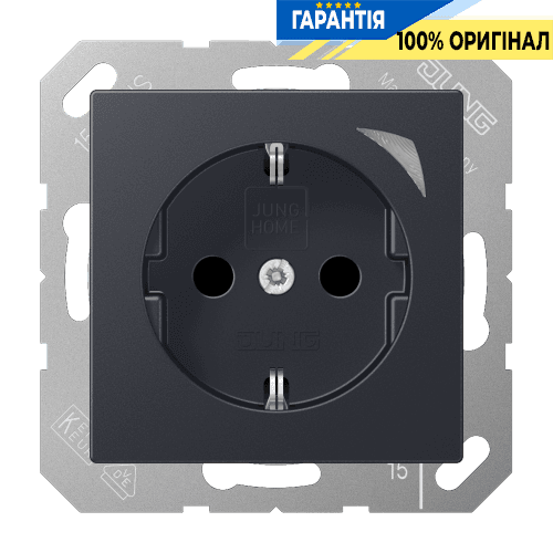 Розетка з заземленням 250V 16А з шторками JUNG HOME Energy BTA1521SEANM антрацит матовий