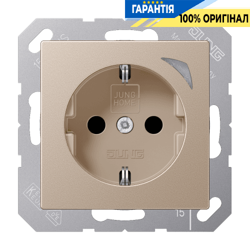 Розетка з заземленням 250В 16А з шторками JUNG HOME Energy BTA1521SECH шампань