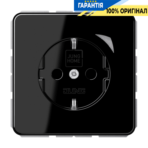 Розетка з заземленням 250В 16А з шторками JUNG HOME BTCD1521SSW чорна