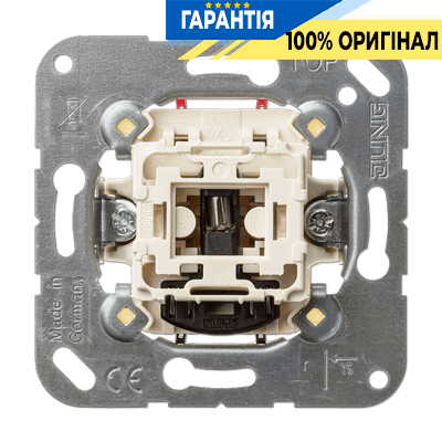 Механізм вимикача 1-клавішного двополюсного з підсвіткою 10А 250V JUNG 502KOU