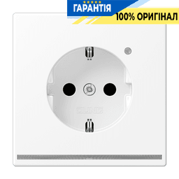 Розетка з заземленням, захисними шторками та підсвіткою JUNG LS1520-OWWMLNW білосніжно матова