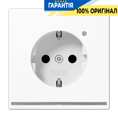 Розетка з заземленням, захисними шторками та підсвіткою JUNG LS1520-OWWLNW біла