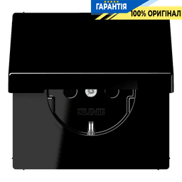 Розетка з заземленням з кришкою JUNG LS1520KLSW чорного кольору