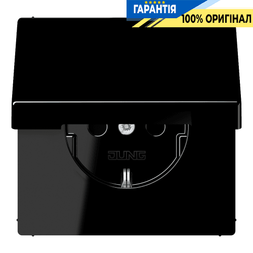 Розетка з заземленням з кришкою JUNG LS1520KLSW чорного кольору