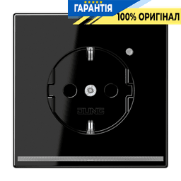 Розетка з заземленням, захисними шторками та підсвіткою JUNG LS1520-OSWLNW чорний