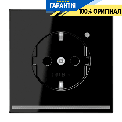 Розетка з заземленням, захисними шторками та підсвіткою JUNG LS1520-OSWLNW чорний