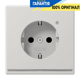 Розетка з заземленням, захисними шторками та підсвіткою JUNG LS1520-OLGLNW світло-сіра