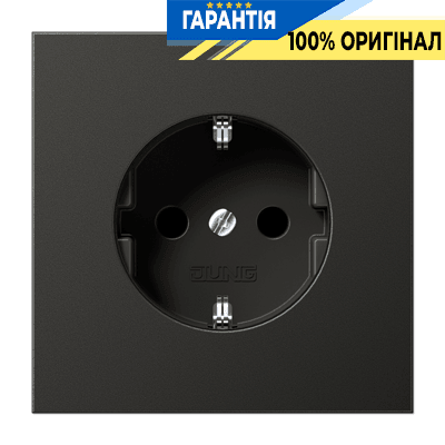 Розетка з заземленням та захистом JUNG AL1521 KIAN антрацит, вбудований захист, надійне підключення