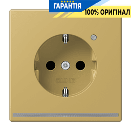Розетка з заземленням, захисними шторками та підсвіткою JUNG ME1520-OCLNW латунь Classic
