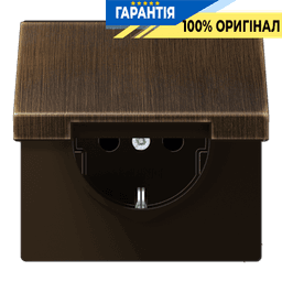 Розетка з заземленням з кришкою JUNG ME1520KLAT латунь Antik