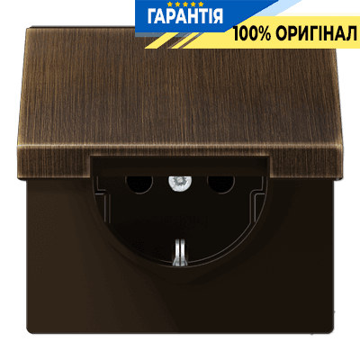 Розетка з заземленням з кришкою JUNG ME1520KLAT латунь Antik