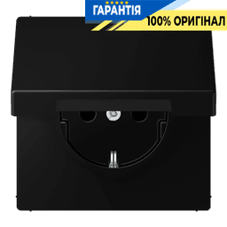 Розетка з заземленням 16A 250V з кришкою JUNG LS1520BFKLSWM чорний матовий