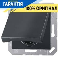 Розетка з заземленням та кришкою 230V 16A ECO PROFI антрацит JUNG EP1420KLAN