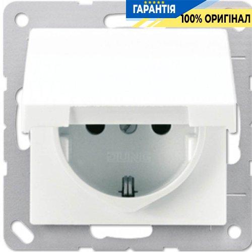 Розетка з заземленням з кришкою IP44 біла JUNG AS1520BFKLWW