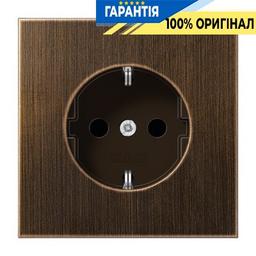 Розетка із заземленням і захистом Jung ME1520KIAT латунь Antik