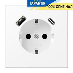 Розетка з з/к і USB тип A + USB тип C, Jung LS1520-15CAWWM білосніжно матовий