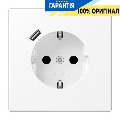 Розетка з з/к і USB-портом типу C, Jung LS1520-18CWWM білосніжно матовий