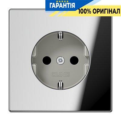 Розетка із заземленням і захистом Jung GCR1520KI Блискучий хром