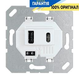 Механізм розетки USB Jung, зарядний пристрій, виходи A+Type C, 5V/DC, артикул - USB15CAWW