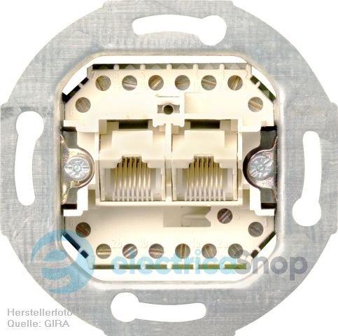 Механізм розетки телефонної подвійний (незалежні виходи) UAE TAE 2х8 Gira 019000