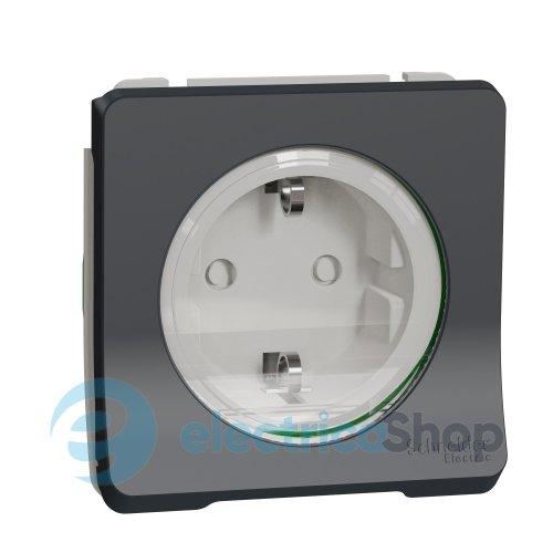 Механізм розетки з з/к та шторками IP55, чорний Mureva Styl Schneider Electric MUR36134