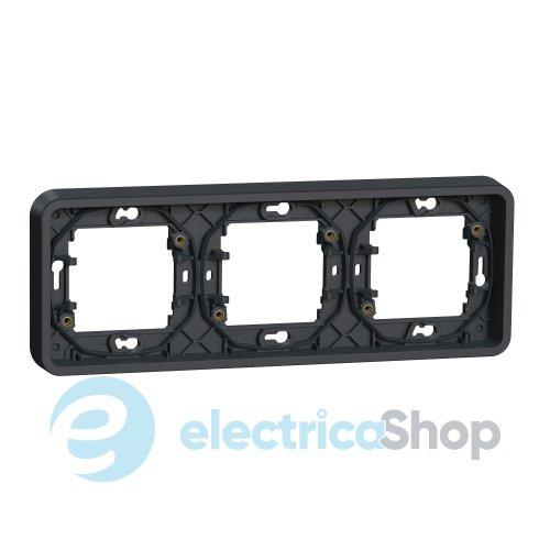 Рамка тримісна горизонтальна IP55, чорна, Mureva Styl Schneider Electric MUR34109