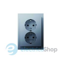 Розетка з з/к 2X, зах.контактів, цільна, алюміній-лак 16А/250В K.5