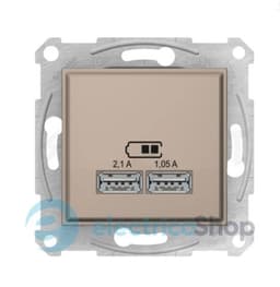 Розетка 2-а з USB виходами для зарядки SDN2710268, колір титан